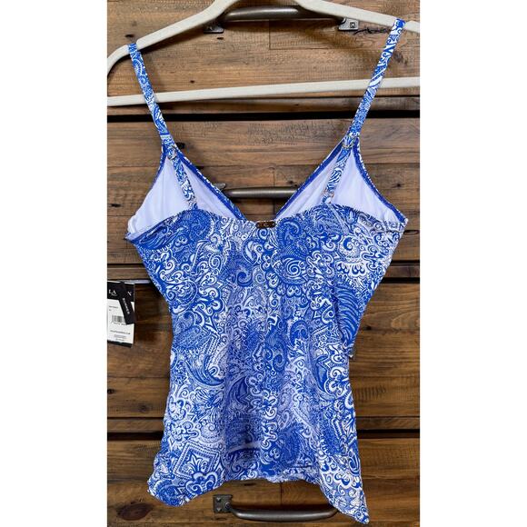 Lauren Ralph Lauren Womens Printed Underwire Tankini Swim Top Sz 10 NWT - Picture 2 of 9